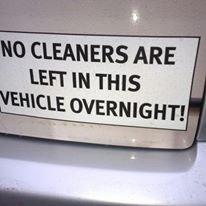 No cleaners are left in this vehicle overnight